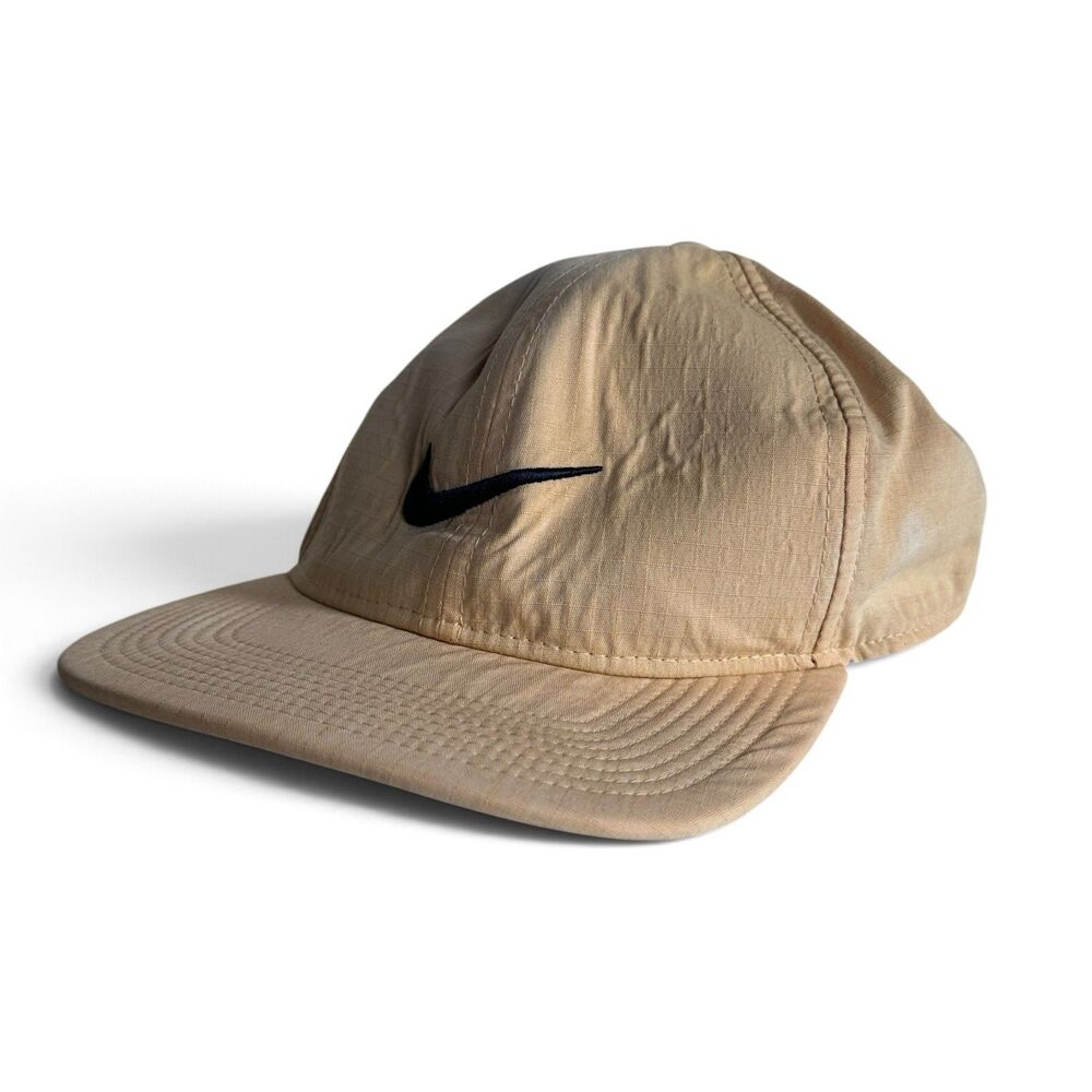 Vintage Nike Golf Unisex Baseball Cap ONE SIZE Beige Snapback Logo Swoosh Fade